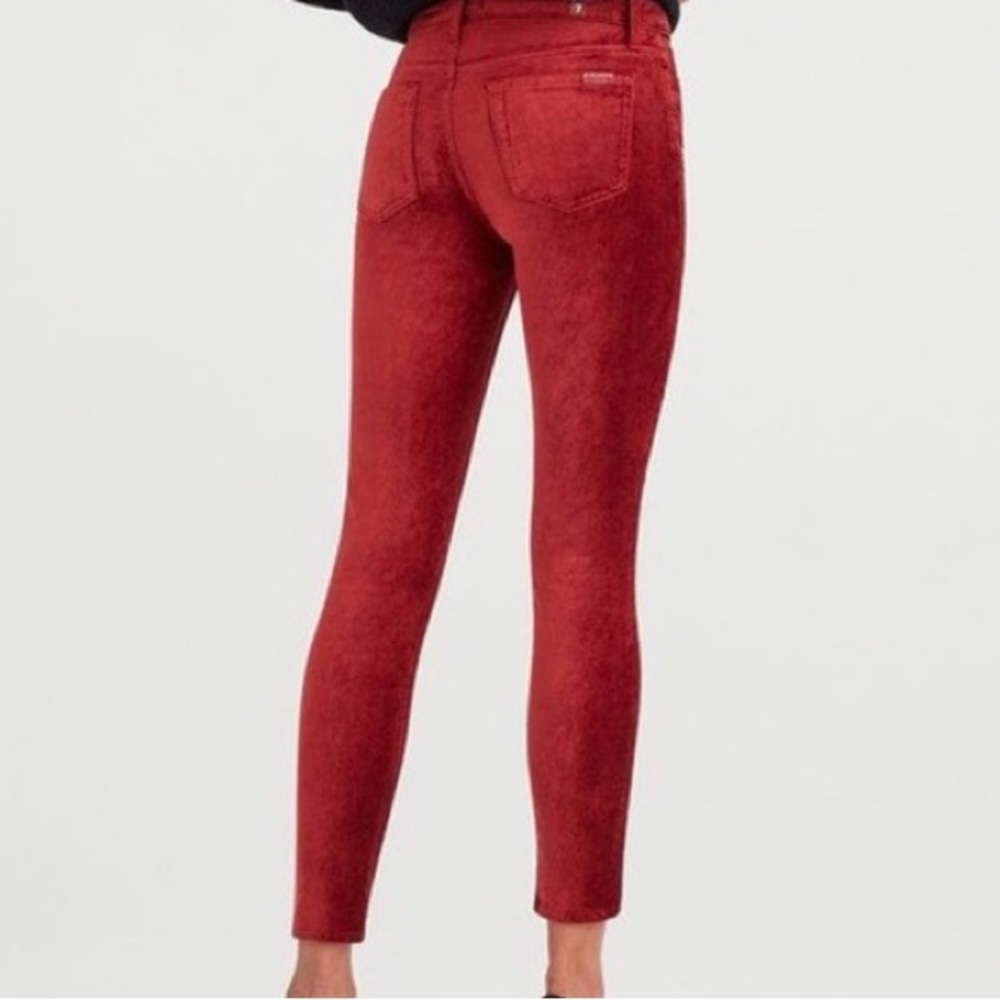 7 for all Mankind red velvety skinny jeans 25